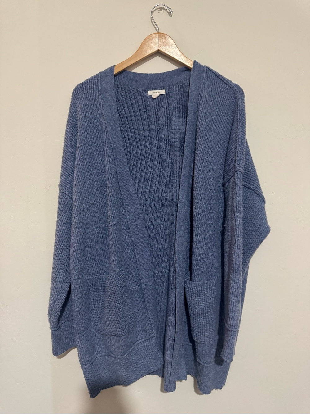 Maurices Womens Plus Size 2X Blue 90s Slouch Cardigan Pocket Open Front Knit